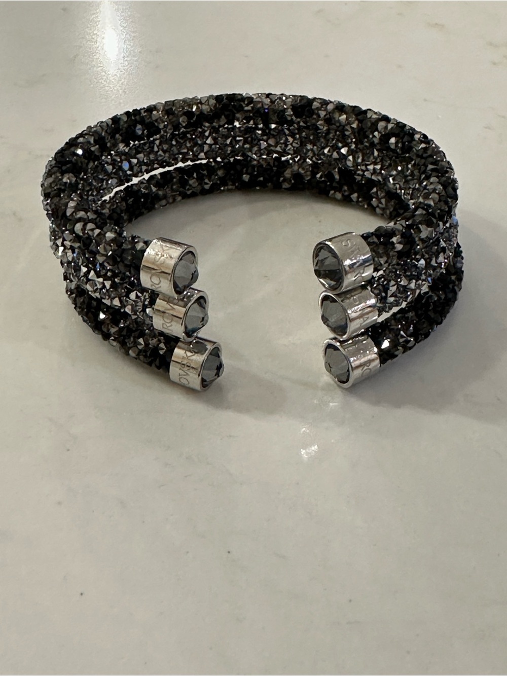 Swarovski Black and Silver Multi-Row Crystal Wrap Bracelet